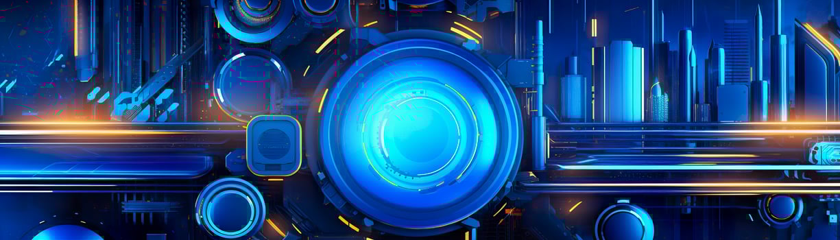 science fiction wallpaper with blue lights. Generative AI photo