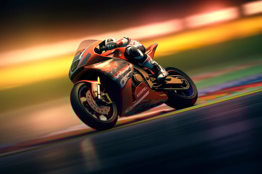 bike on racing track. Generative AI photo