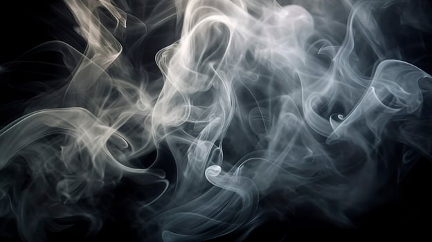 The close up view reveals the mesmerizing patterns and textures within the smoke, The ethereal quality of the smoke against the dark background. AI Generative photo
