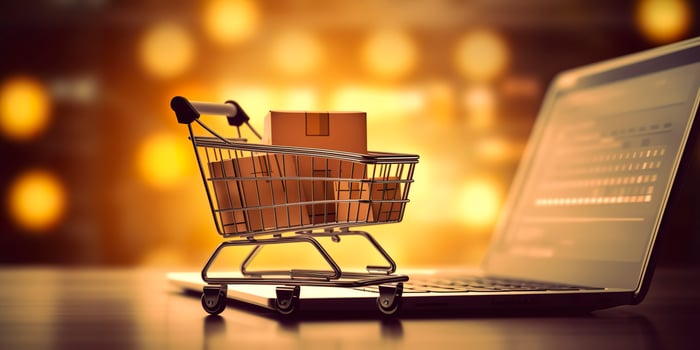 Digital E-Commerce Sales Increase.  Save Time and Money with Multiple Products in One Cart. Shop with Confidence. E-commerce concept. AI Generative photo