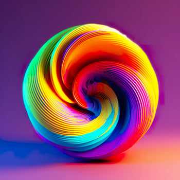 Abstract Rainbow Spiral. Soft and Rounded Forms Rendered in Tangled Perfection. AI Generative photo