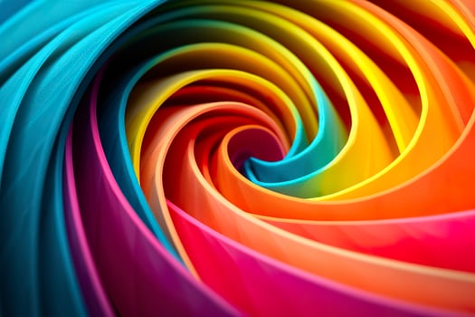 Geometric Spiral Pattern in Vibrant and Energetic Colors. A Professional Color Grading Experiment. AI Generative photo