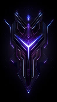Amethyst 3D Minimalist Shield Design with a black or dark background with neon lines. AI Generative photo
