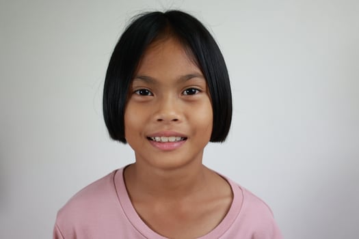 Portrait of child on the grey background photo