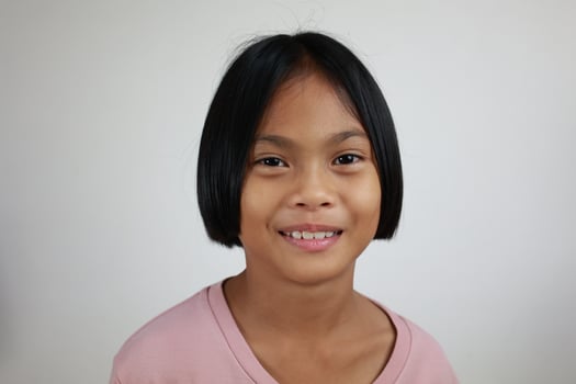 Portrait of child on the grey background photo