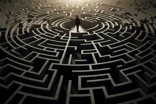 Feeling lost or trapped within the maze struggle with mental health photo