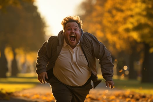 The First Step - A Motivational Image Of An Obese Individual Starting Their Fitness Journey. Generative AI photo