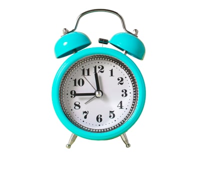 Retro Alarm Clock. Close up One Classic Alarm Clock on a White Background photo