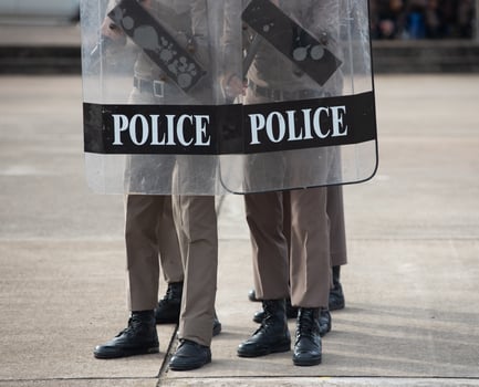Riot police control the crowd. photo