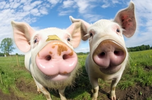 Funny pigs portrait photo