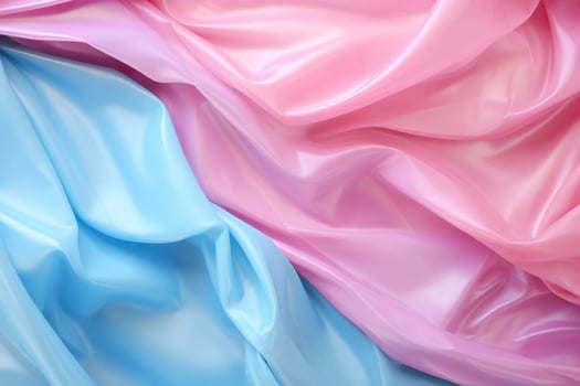 Texture of crumpled pink and blue fabric. photo