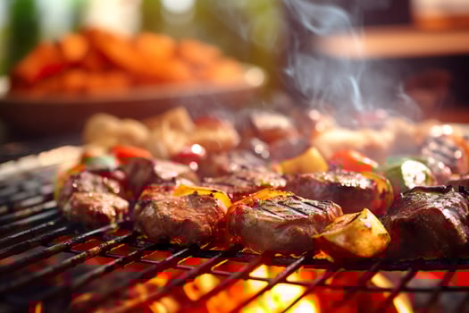 BBQ food party summer grilling meat in the afternoon of weekend happy party. AI Generative photo