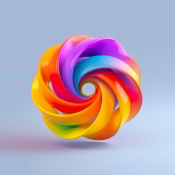 Abstract Rainbow Spiral. Soft and Rounded Forms Rendered in Tangled Perfection. AI Generative photo