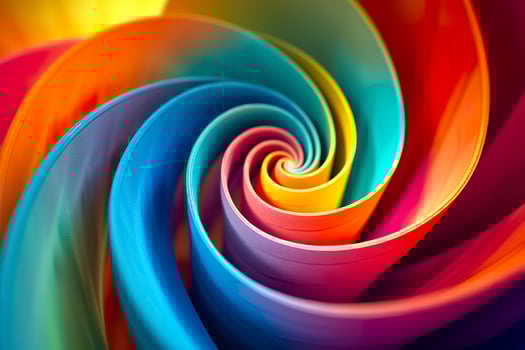 Geometric Spiral Pattern in Vibrant and Energetic Colors. A Professional Color Grading Experiment. AI Generative photo