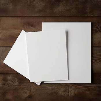 Blank White Paper Sheet on wooden table background. Generative AI photo