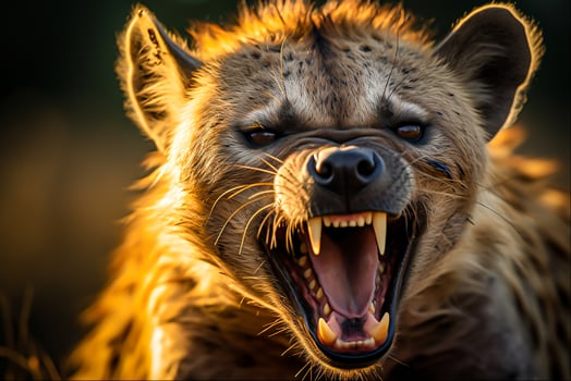 Hyena in the African Savannah, Generative Ai photo