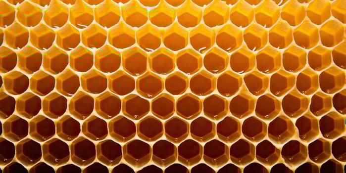AI Generated. AI Generative. Hexagon honeycomb  texture background nature manvas mockup design wax decoration. Graphic Art photo