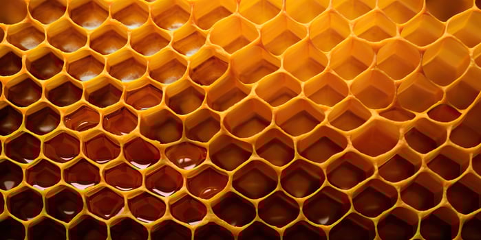 AI Generated. AI Generative. Hexagon honeycomb  texture background nature manvas mockup design wax decoration. Graphic Art photo