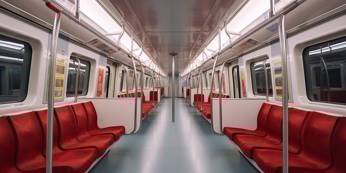 AI Generated. AI Generative. Inside empty wagon train transport. Transportation move rail road. Graphic Art photo