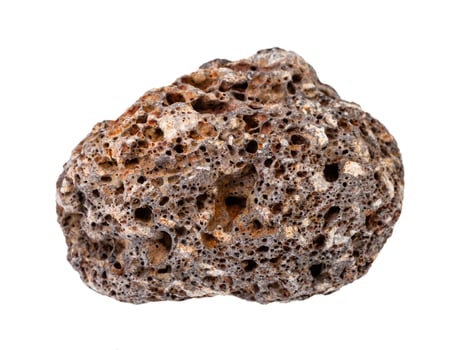 rolled brown Pumice rock isolated on white photo