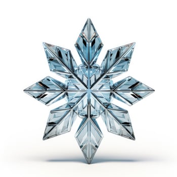 Glistening Christmas tree crystal snowflake isolated on white background photo