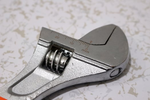 Adjustable Wrench with orange grip photo