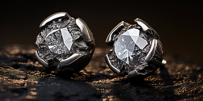 AI Generated. AI Generative. Woman girl unisex fashion accessory earrings with jewerly diamond. Stone rock style. Graphic Art photo