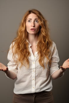 emotional dynamic pose 30 year old woman AI Generative photo