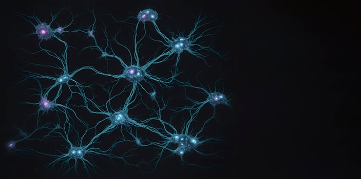 Neuronal network with electrical activity of neuron cells Generative AI photo
