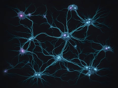 Neuronal network with electrical activity of neuron cells Generative AI photo