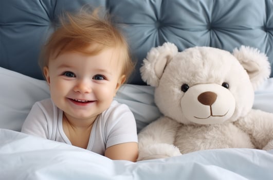 baby child with teddy bear AI Generated photo