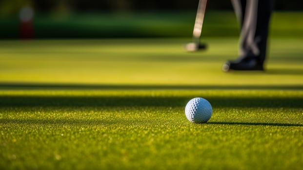 white ball on the golf course generative ai photo