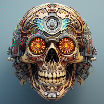 skull image with robotic texture photo
