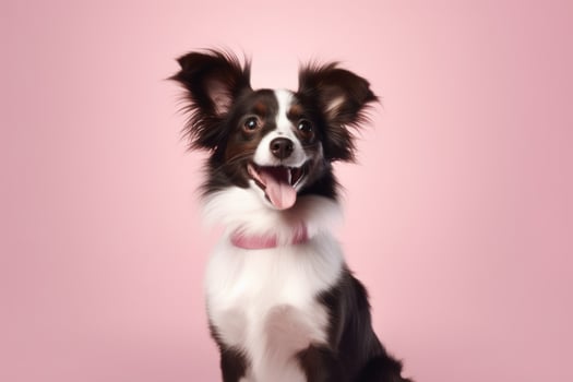 cute dog on pink background, AI Generated photo