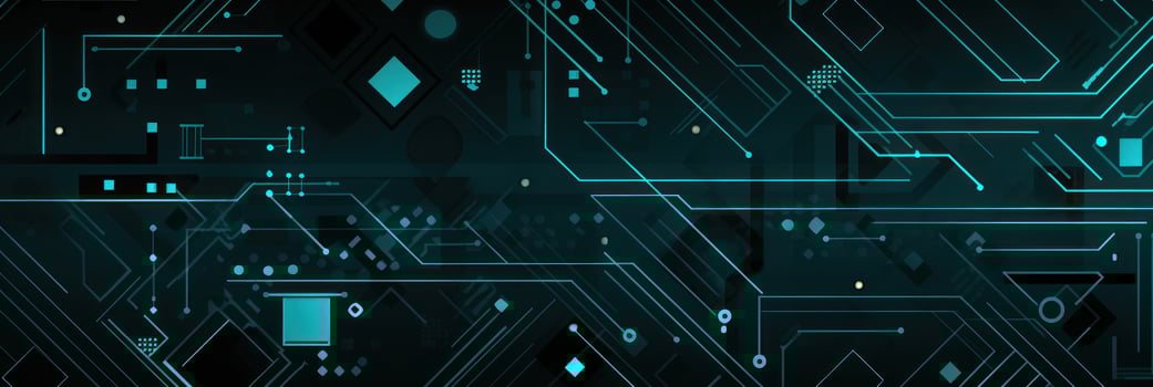 Dark Teal and Dark Azure Technology Themed Background with Circuitry AI Generated photo