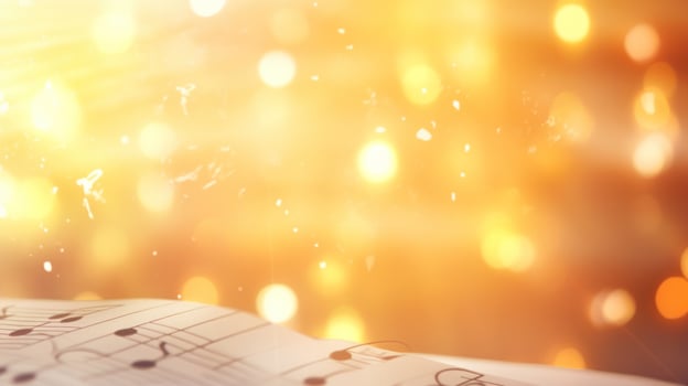 Music notes background with lights photo