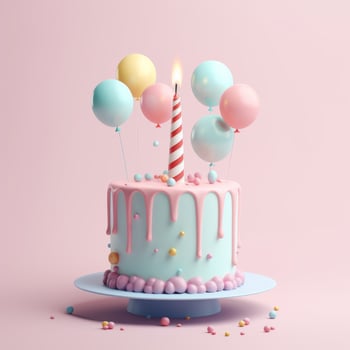 Minimalist birthday background with cake photo