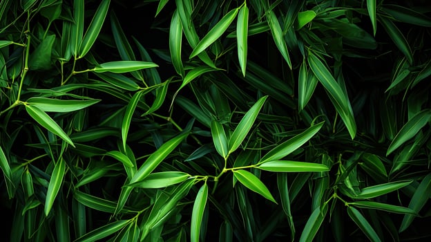 Green background of leaves. Abstract background bamboo forest. AI generated. photo