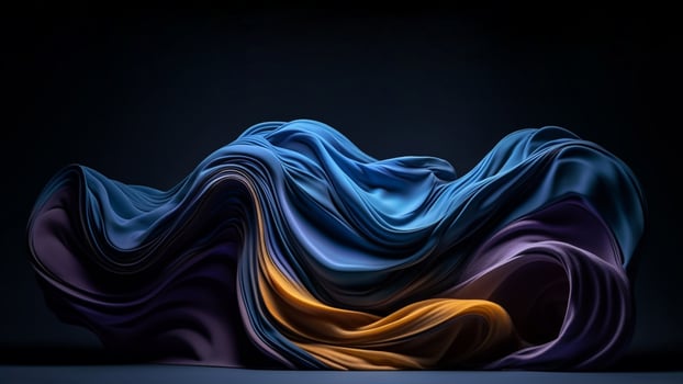 generative AI. Flowing Blue Fabric Artwork Backdrop photo