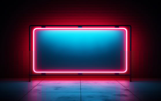 Red and Blue Space for Text Framed in Light, Generative Ai photo