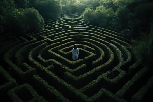 Feeling lost or trapped within the maze struggle with mental health photo