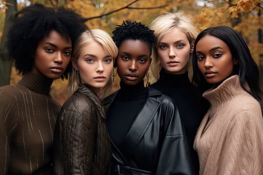 Group of multiethnic friends in a park. Diversity and unity concept. AI Generated photo
