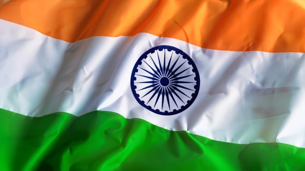 Indian flag waving in the wind. AI Generative photo