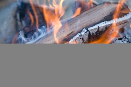 a close up of a fire with wood and coal photo