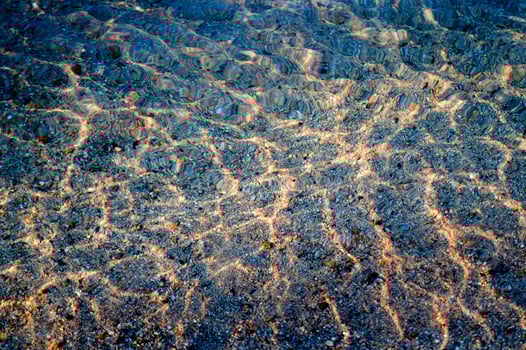 the water is clear and blue with sand photo