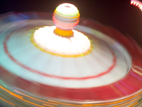 view of a funfair at night photo