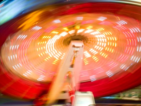 view of a funfair at night photo