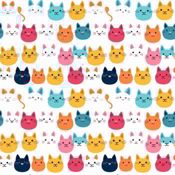 seamless Pattern Minimal colorful cats on white background photo