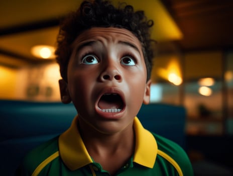 photo of emotional dynamic pose Brasilian kid in school AI Generative