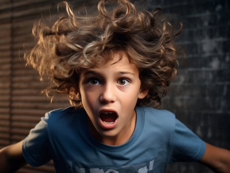photo of emotional dynamic pose Brasilian kid in school AI Generative
